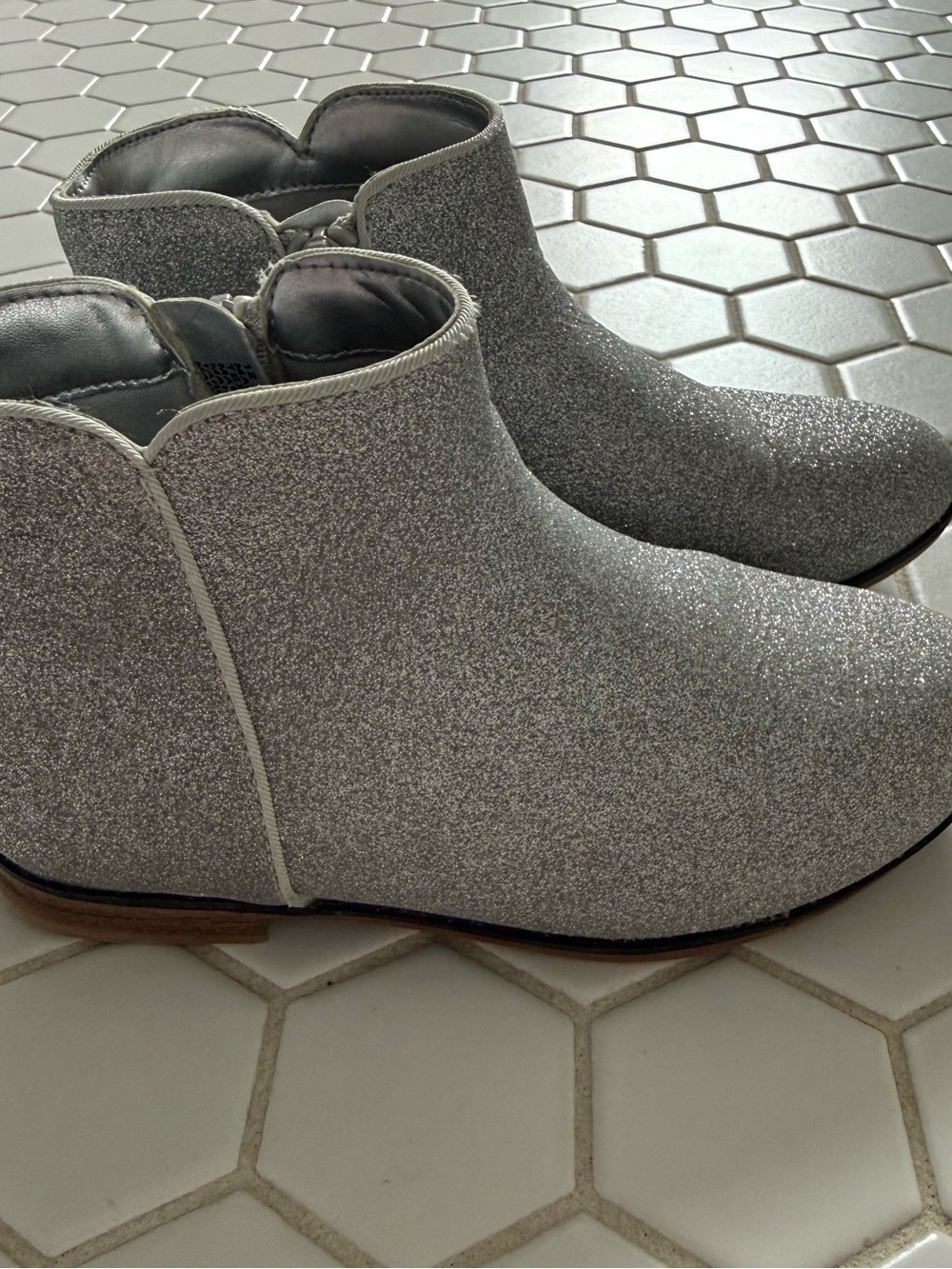 Silver Glitter Ankle Boots